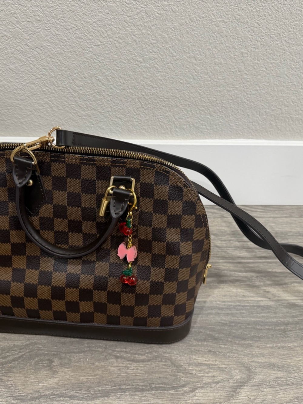 Louis Vuitton Lookalike Checkered Dome Satchel Bag with Charms - Picture 2 of 5